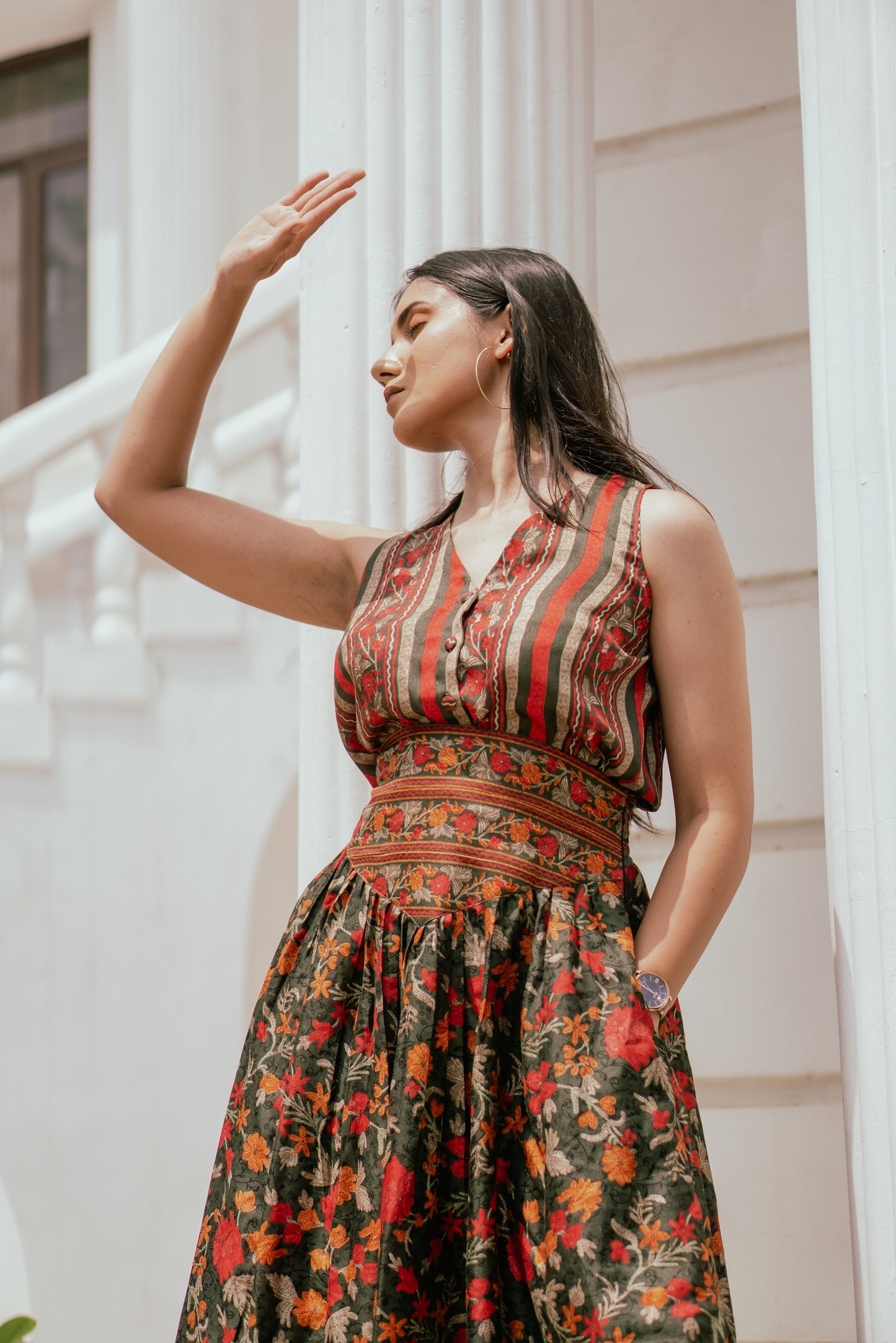 Green Floral print Maxi Skirt Co-ord Set