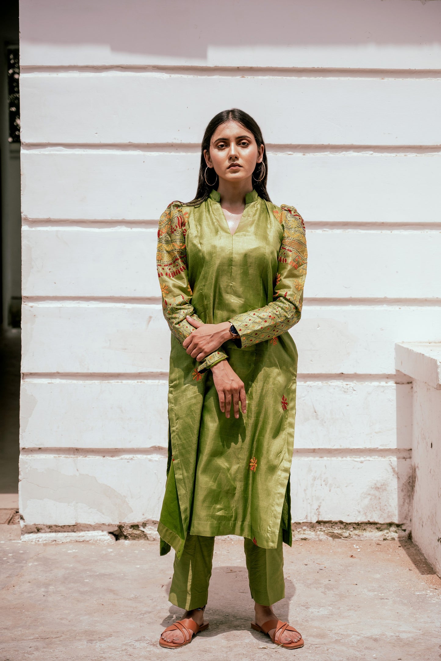 Green A-Line Kurta Set