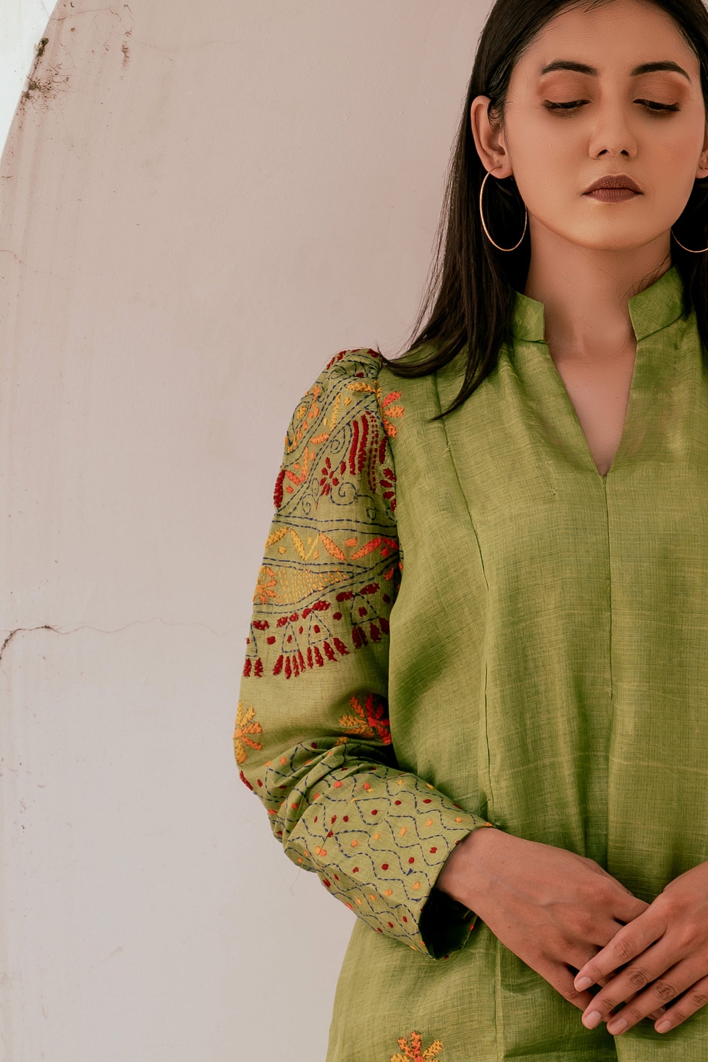 Green A-Line Kurta Set