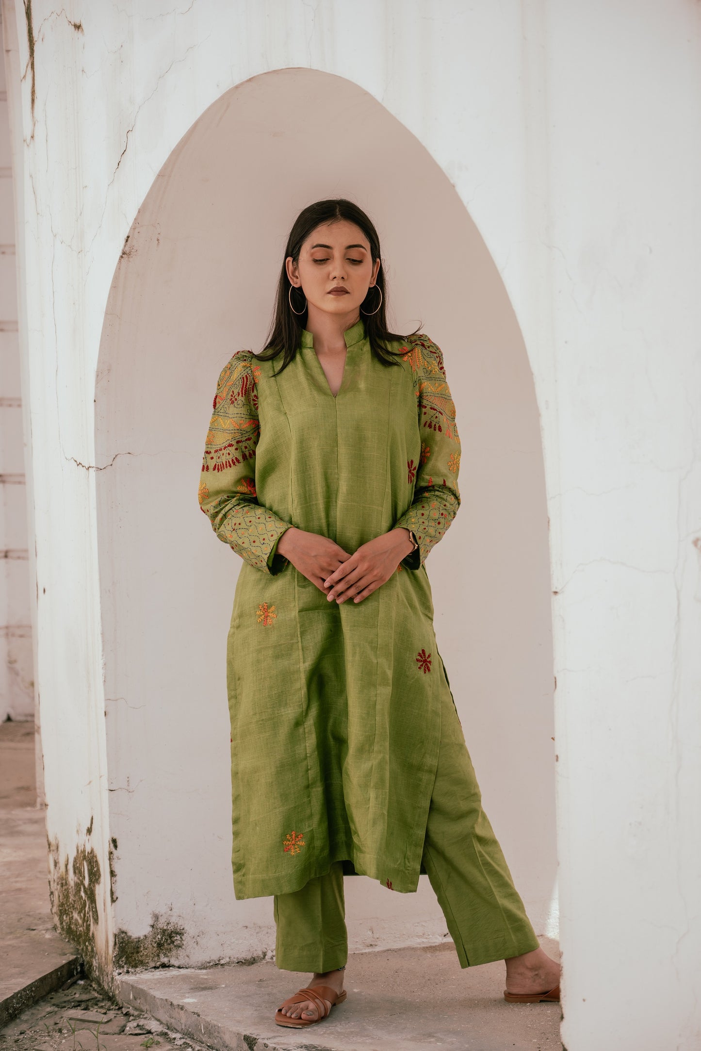 Green A-Line Kurta Set