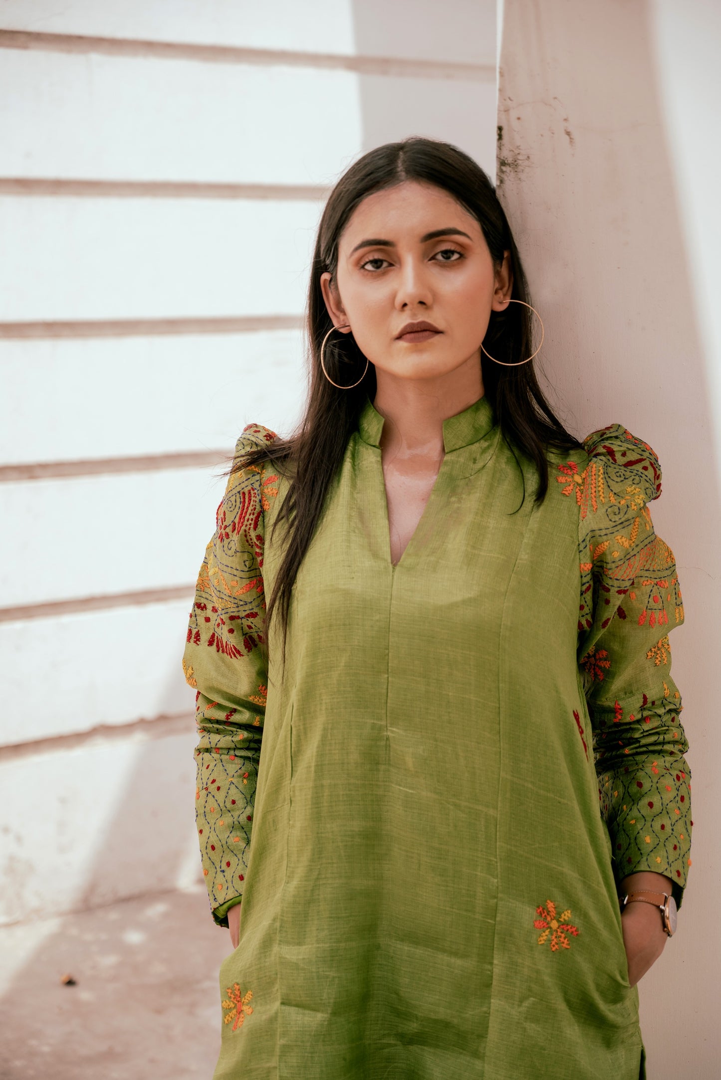 Green A-Line Kurta Set