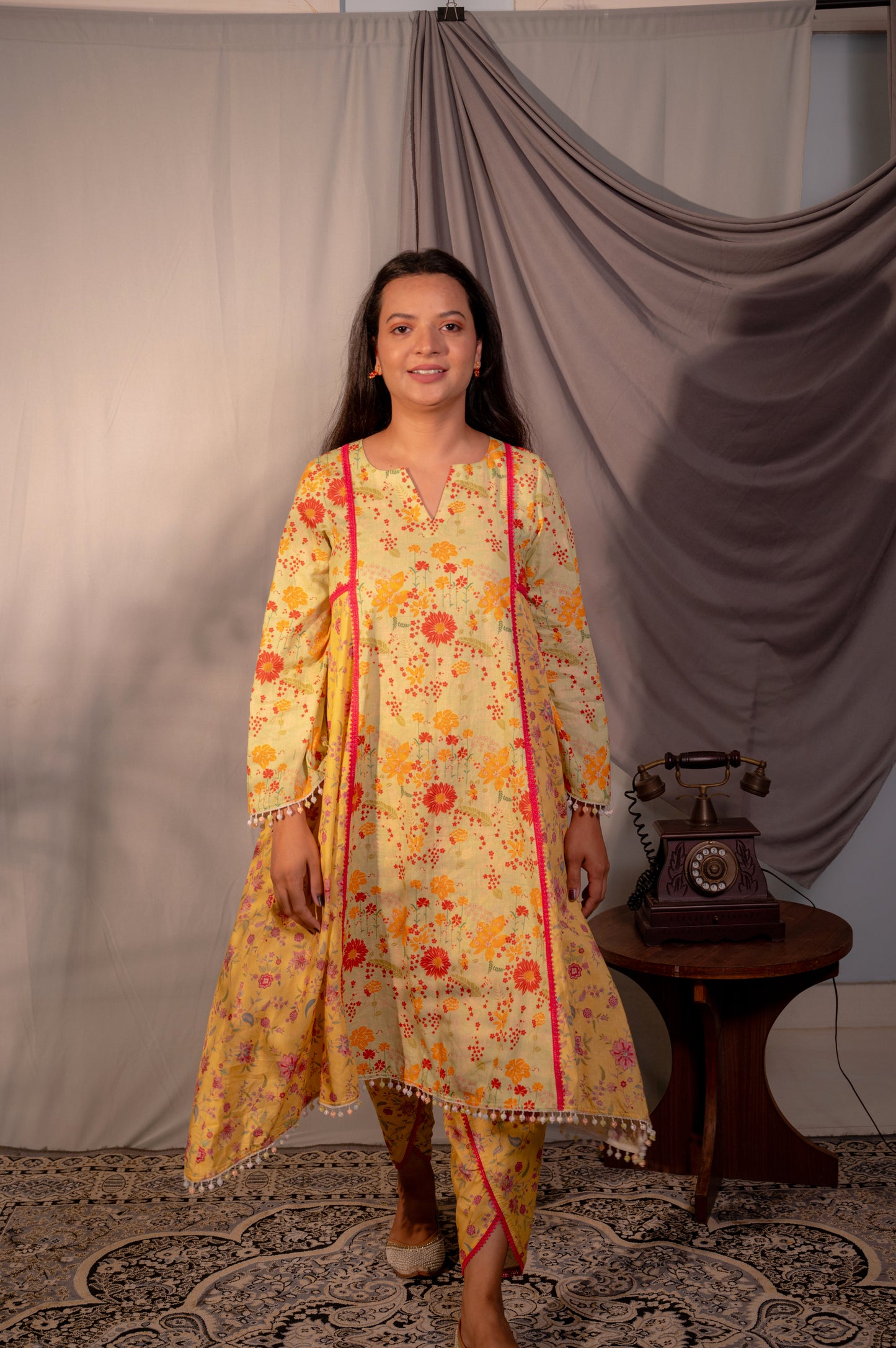 Yellow A-Line Kurta Set