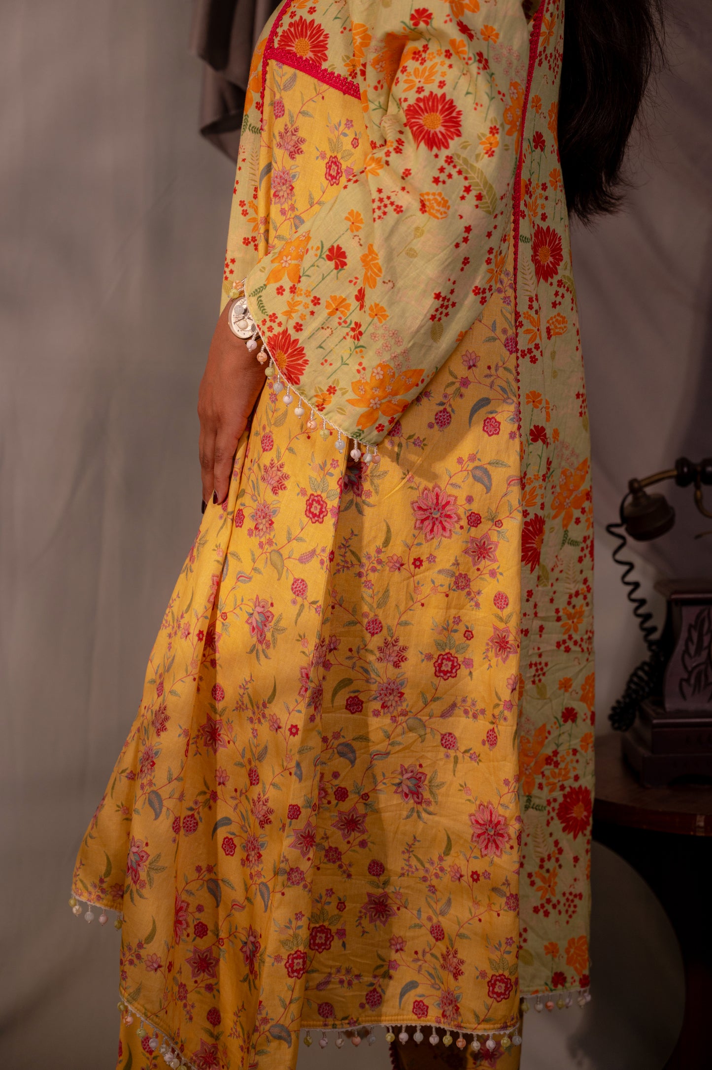 Yellow A-Line Kurta Set