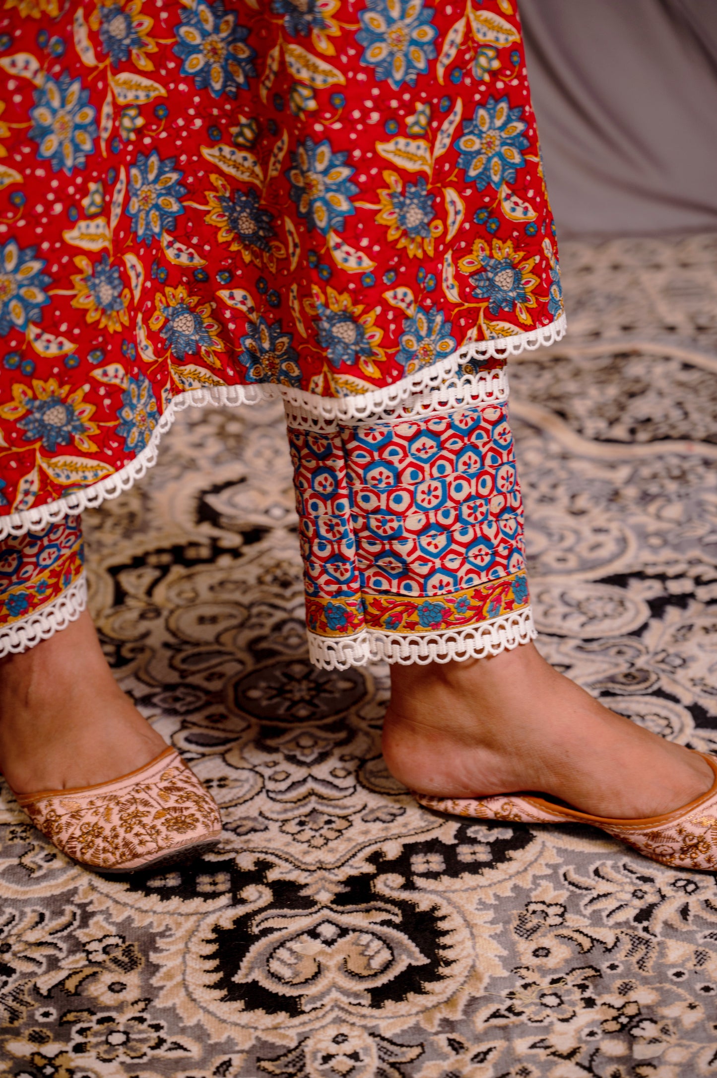 Red Pakistani Kurta Set