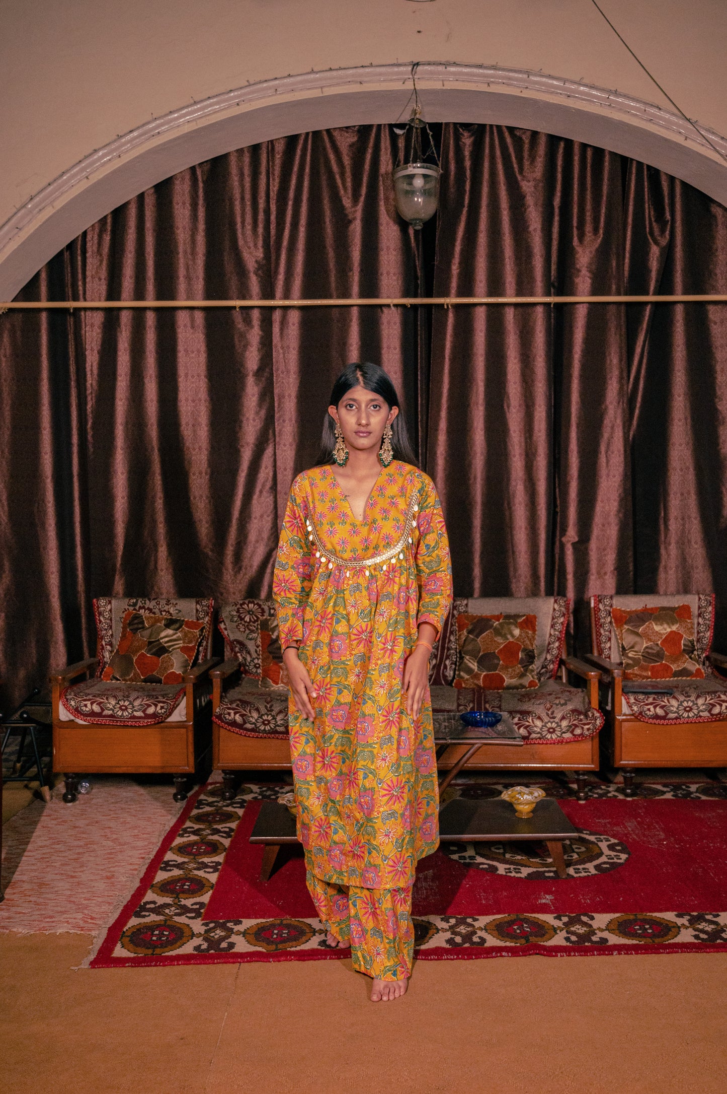 Yellow Floral Anarkali