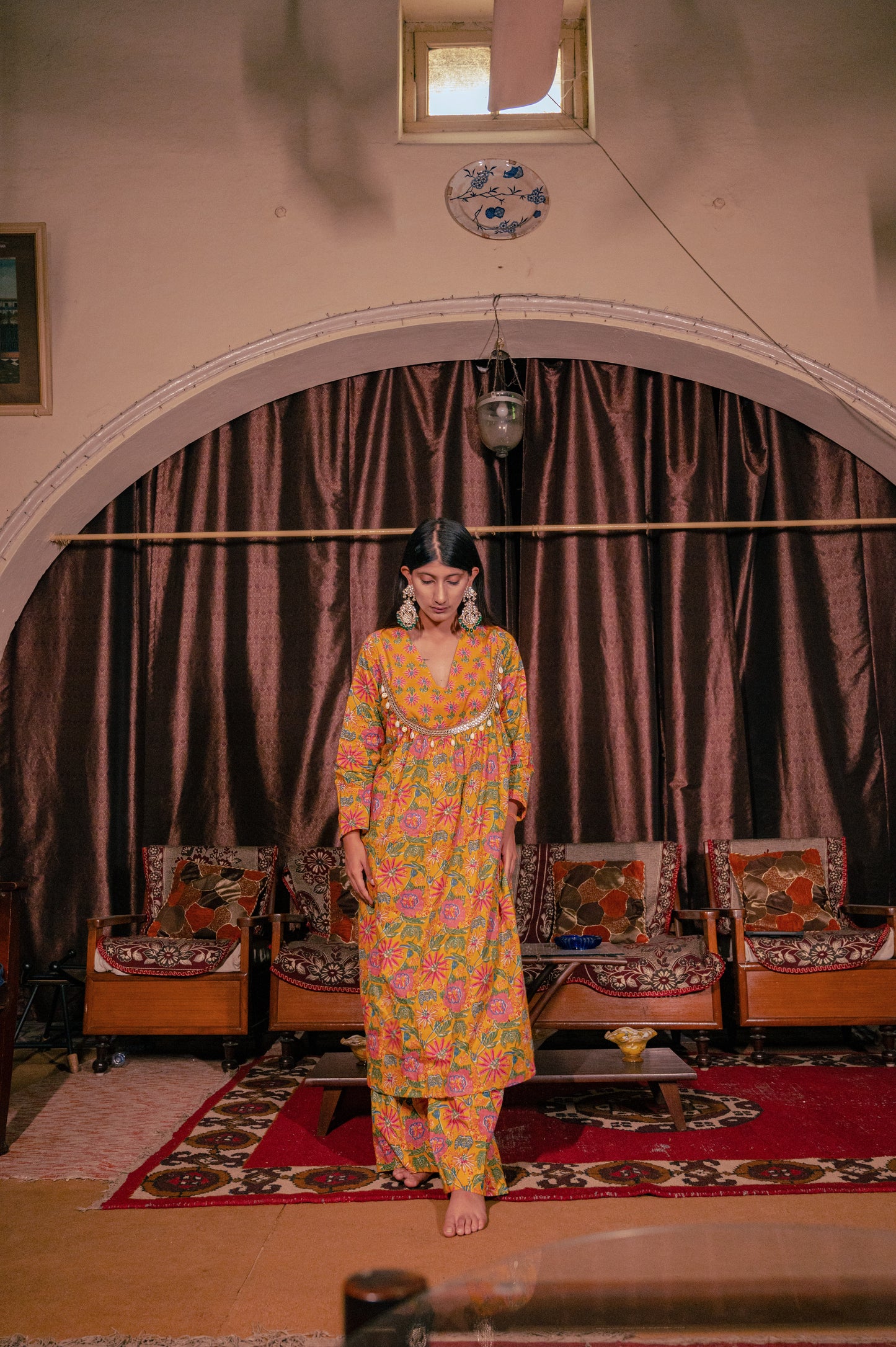 Yellow Floral Anarkali