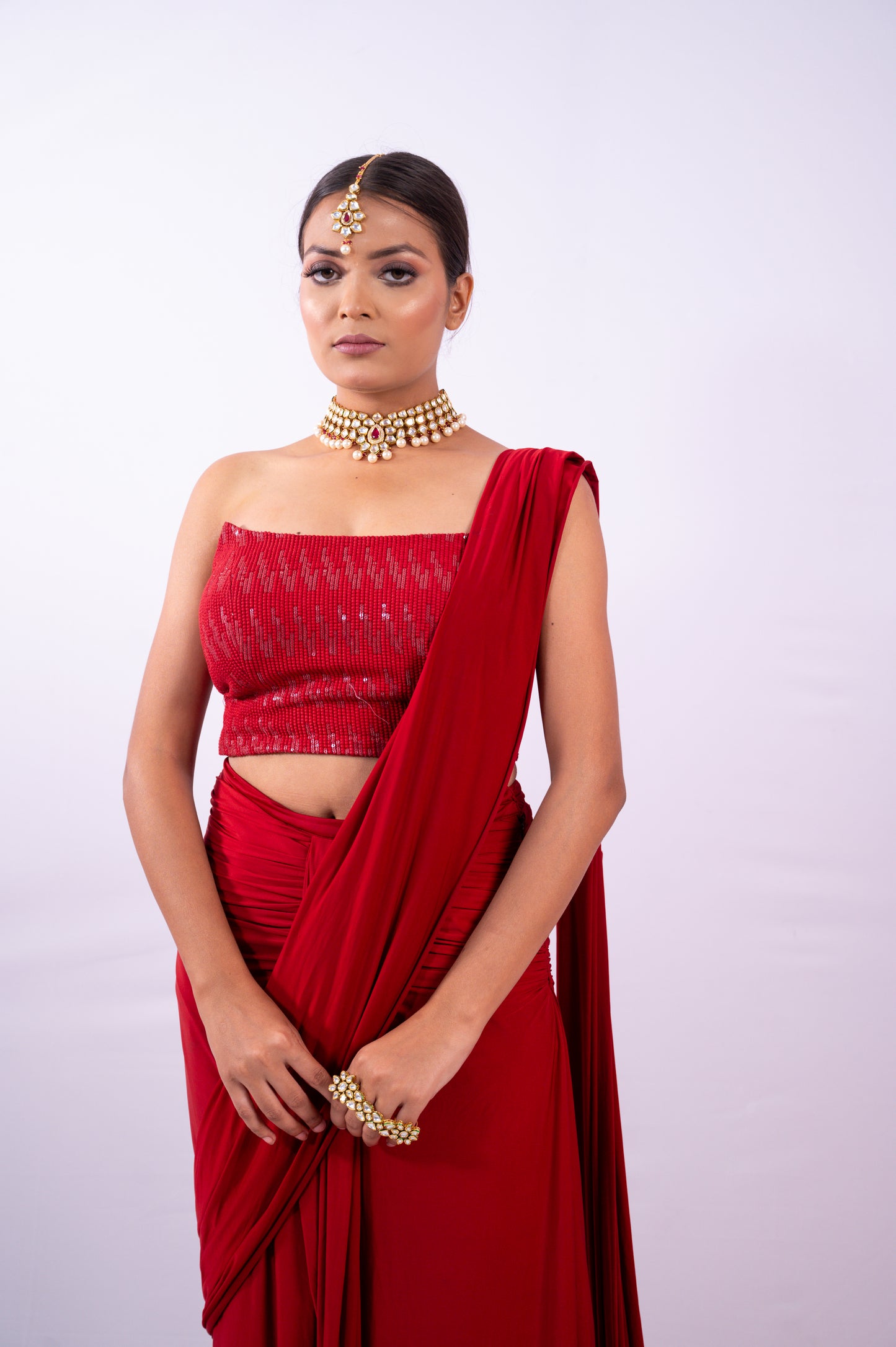 Ruby Red Saree set