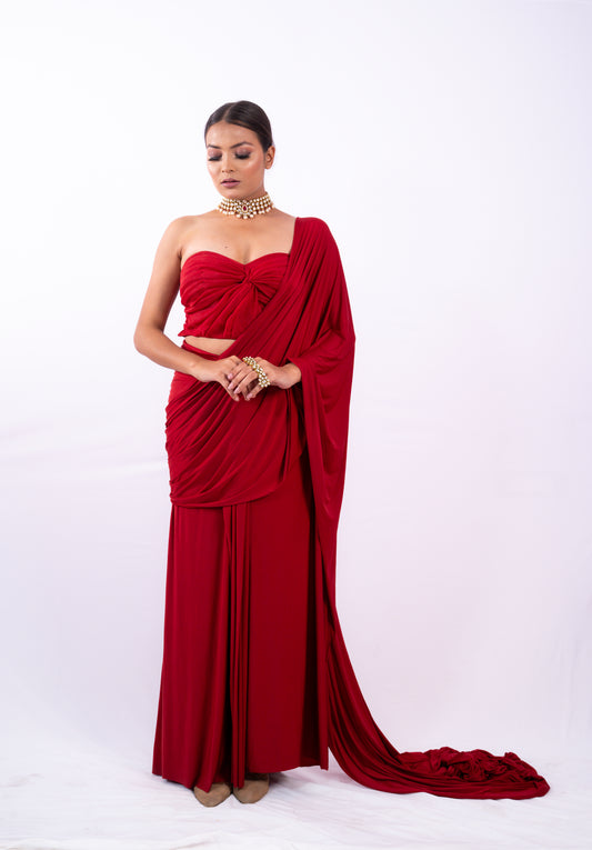 Ruby Red Saree set