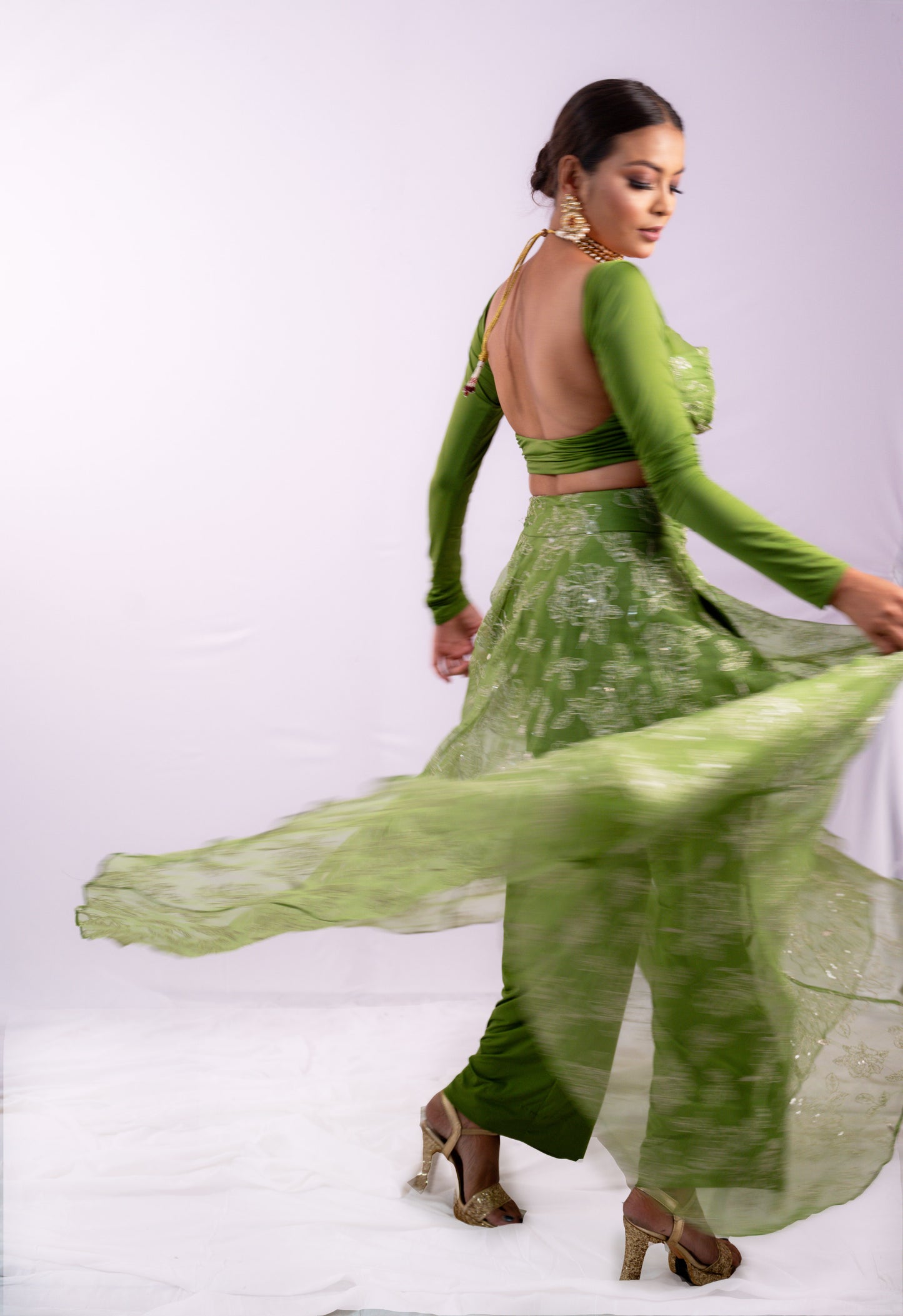 Forest Green Organza Lehenga set