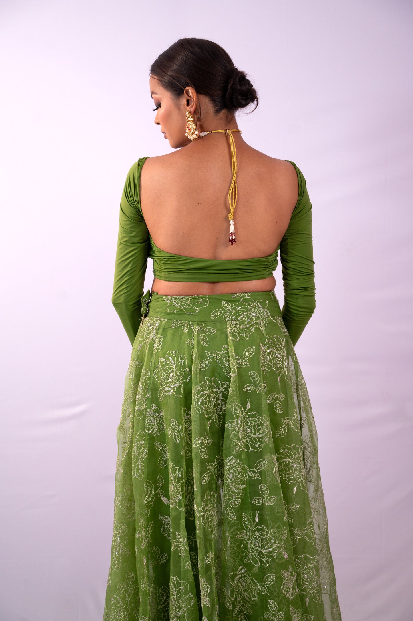 Forest Green Organza Lehenga set