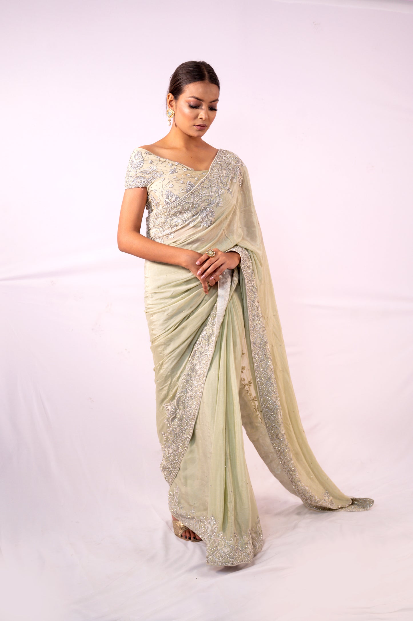 Pistachio Green Saree set