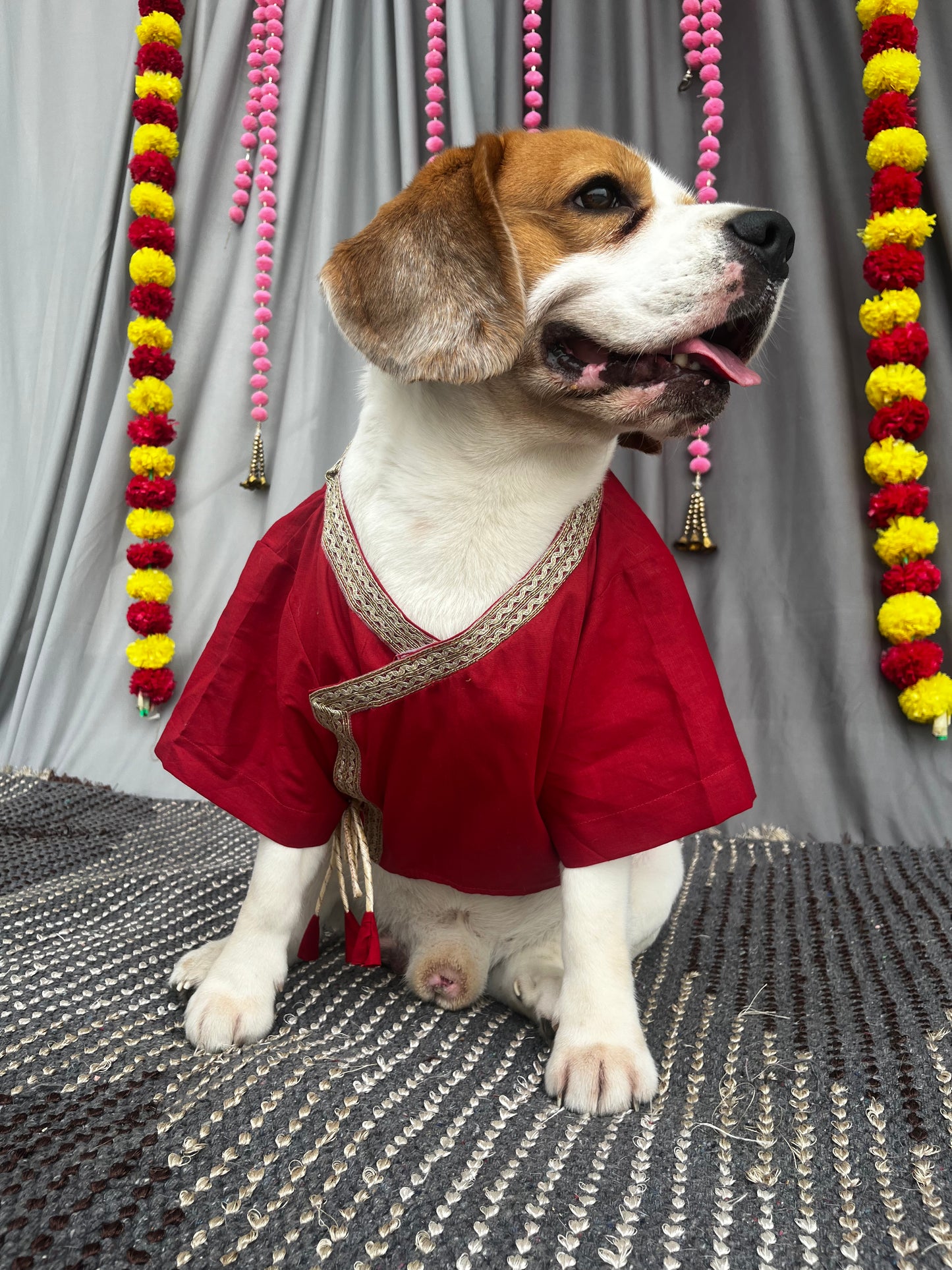 Red Angrakha Kurta set