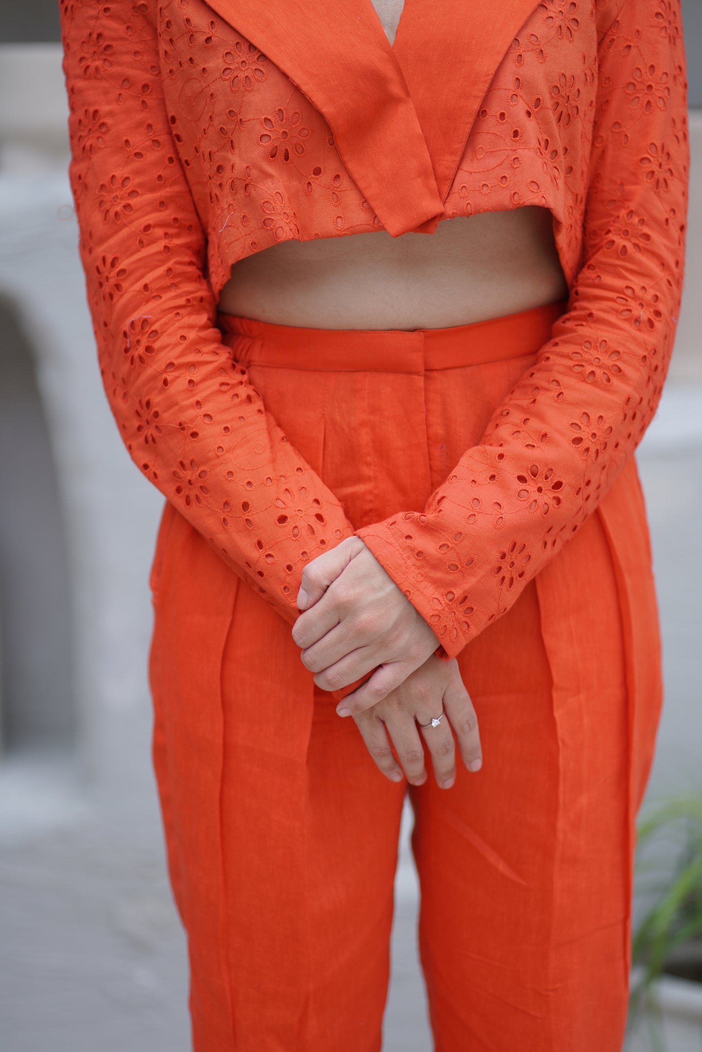 Tangerine Crop Blazer Co-ord Set